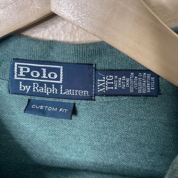 Polo Ralph Lauren Shirt Mens XXL Green Polo Buttons Short Sleeve Custom Fit - Picture 3 of 8